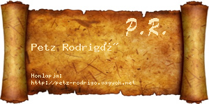 Petz Rodrigó névjegykártya